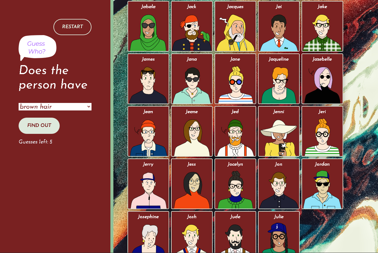 project guess-who game screenshot